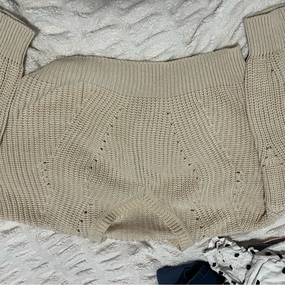 Jon & Anna Off-the-Shoulder Beige Sweater
